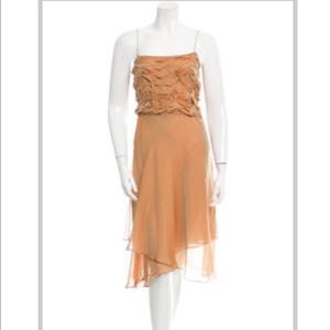 Lela Rose silk hand-ruched midi slip dress XS
